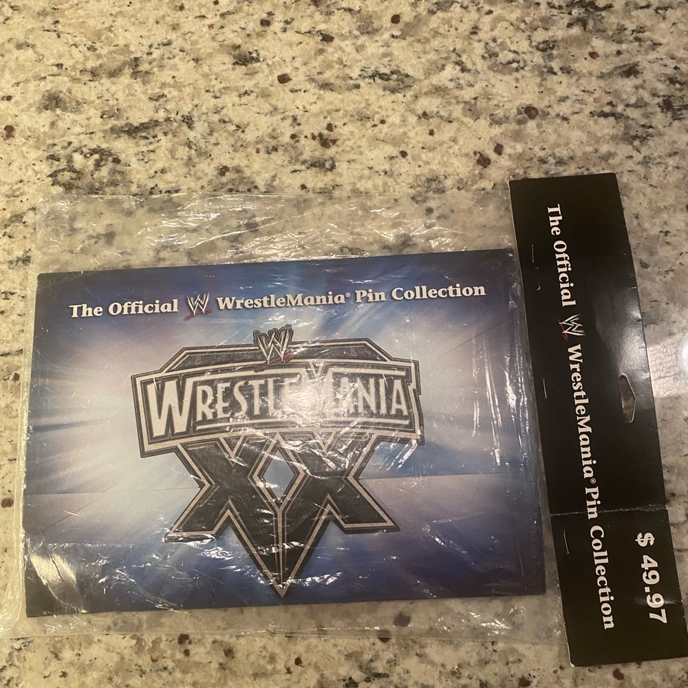 Rare Sealed Official WWE/WWF WrestleMania 20th Anniversary Pin Belt Set